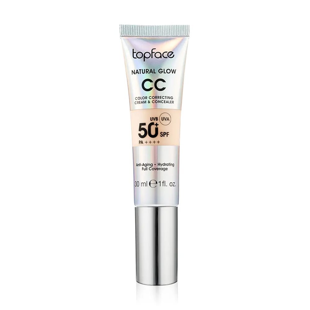 Олена Тональний СС-крем для обличчя TopFace Natural Glow CC Color Correcting Cream & Concealer, SPF 50+ PA++++, 30 мл photo
