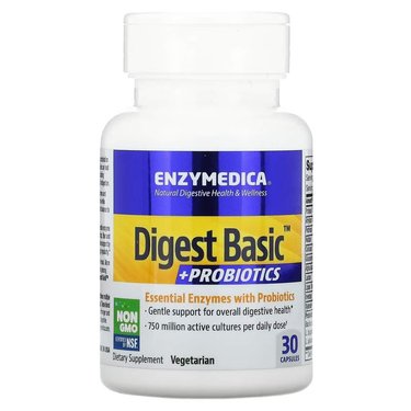 Ферменти з пробіотиками, Digest Basic + Probiotics, Enzymedica, 30 капсул (1586906)