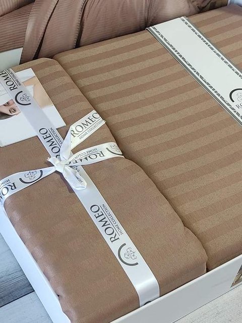 Комплект постільної білизни Romeo  84428 Туреччина Євро  Атлас - смужка (1142683)