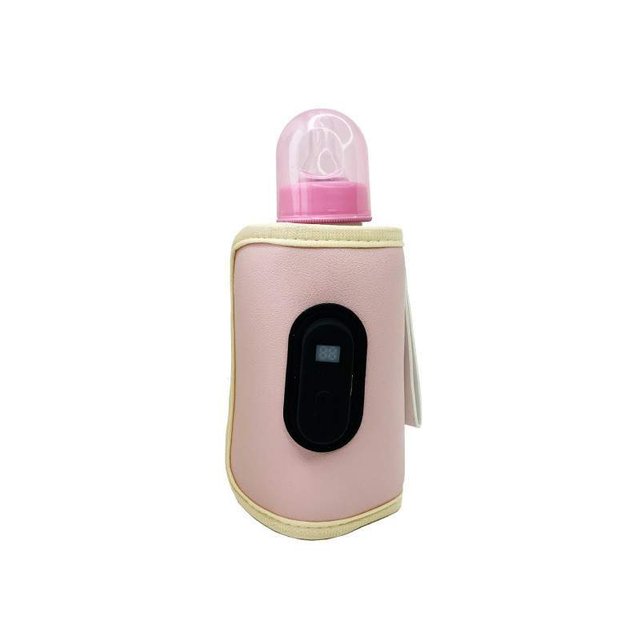Портативний підігрівач для дитячих пляшечок MGZ-0222(Pink) з індикатором температури (1703011)